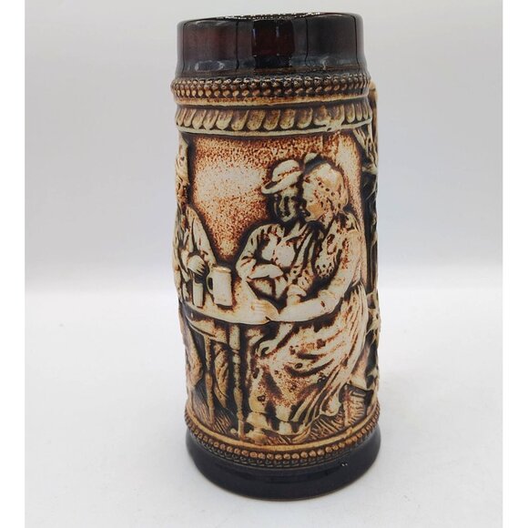 German Beer Stein Vintage Gerzit Embossed Tavern Scene Widertrunk Sei Klar - Picture 4 of 16
